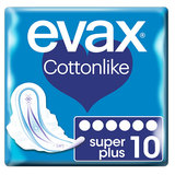 EVAX Compresa cottonlike súper plus sin alas 10 unidades 