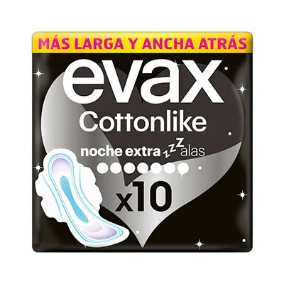 EVAX Compresas cottonlike noche extra alas 10 un 