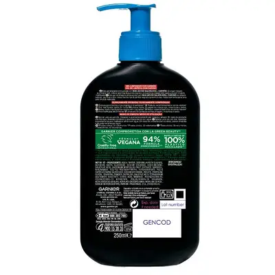 GARNIER Pure active gel limpiador con carbón anti puros negros 250 ml 
