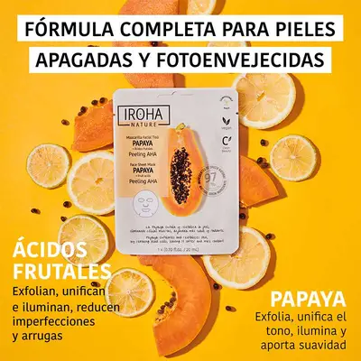 IROHA NATURE Mascarilla peeling aha con papaya + aha y enzimas de piña 