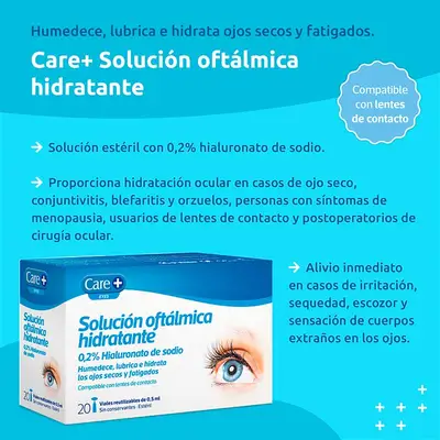 CARE+ Solucion oftalmica hidratante 0,2% hialuronico 20 viales 