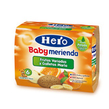 HERO Baby merienda frutas variadas y galleta tarrito 2x190 gr 
