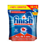 FINISH Detergente lavavajillas pastillas todo en 1 16+6 unidades 
