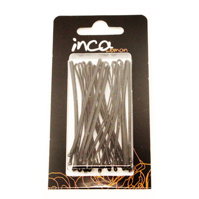 INCA Pack 20 horquillas curvas, grandes y negras 