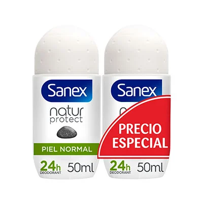 SANEX Desodorante roll on natur protect piel normal 2x50 ml 