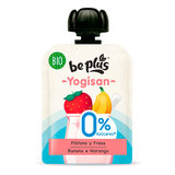BE PLUS Yogurt pouch bio fresa-plátano sin azúcar 90 gr 