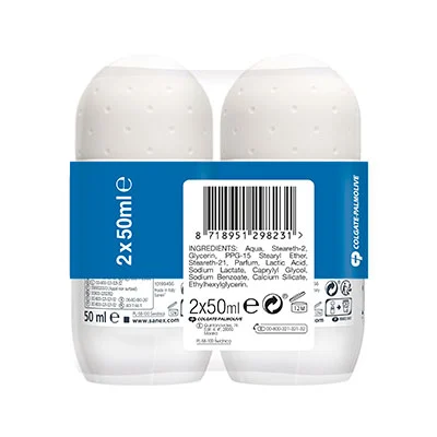SANEX Desodorante roll zero extracontrol duplo 100 ml 