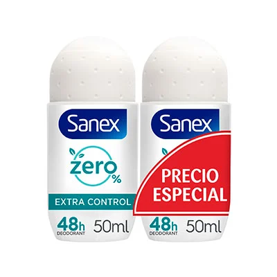 SANEX Desodorante roll zero extracontrol duplo 100 ml 