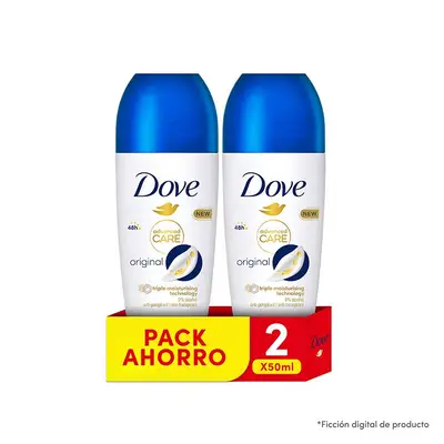 DOVE Desodorante roll-on original duplo 50 ml 