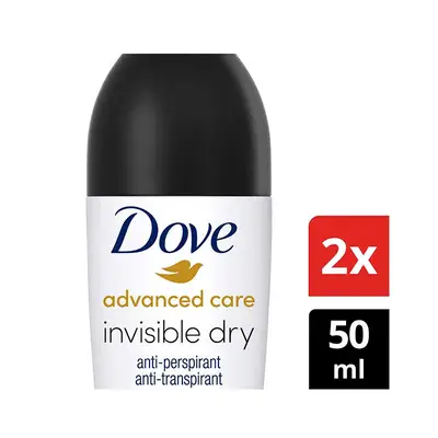 DOVE Desodorante roll-on invisible duplo 50 ml 