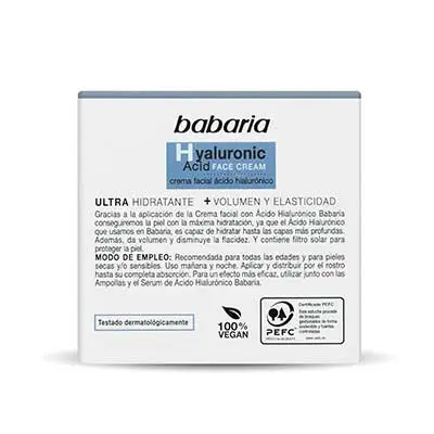 BABARIA Crema facial ácido hyaluronic 50 ml 