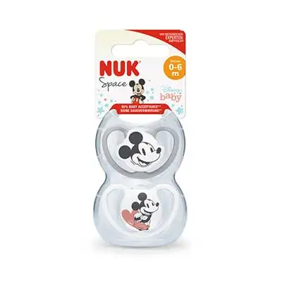 NUK Space mickey gris silicona 0-6 meses l-2 