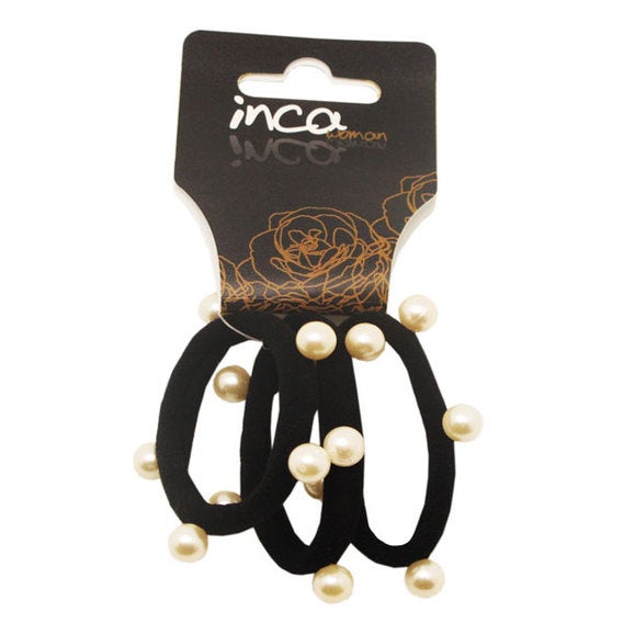 Pack 3 Goma Negras Con Bolas Blancas