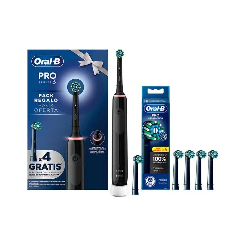 Set Cepillo Eléctrico Vitality Pro3 Negro + 4 Recambios