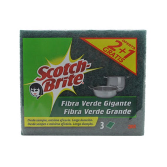 Estropajo Fibra Verde Gigante 3 Ud