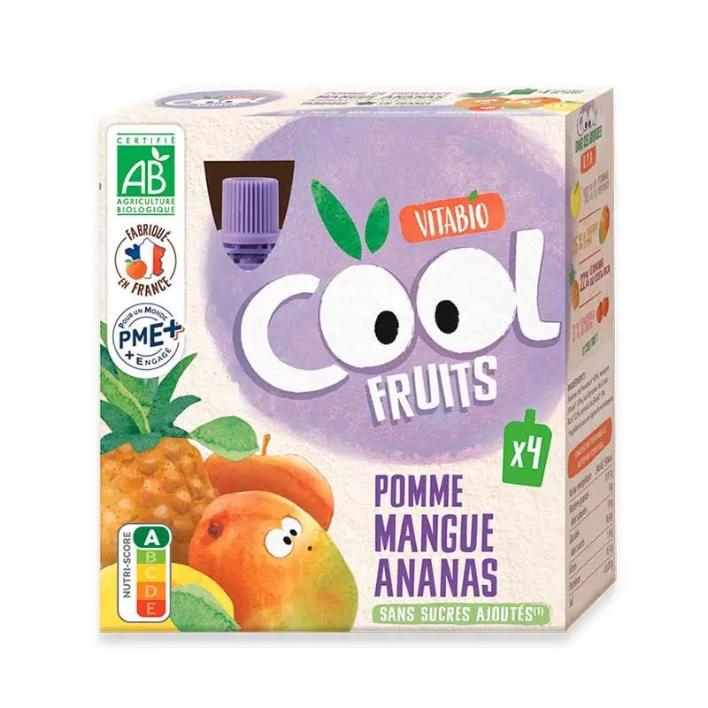 Cool Puré De Frutas Ecológicas De Manzana Mango Y Piña 4X