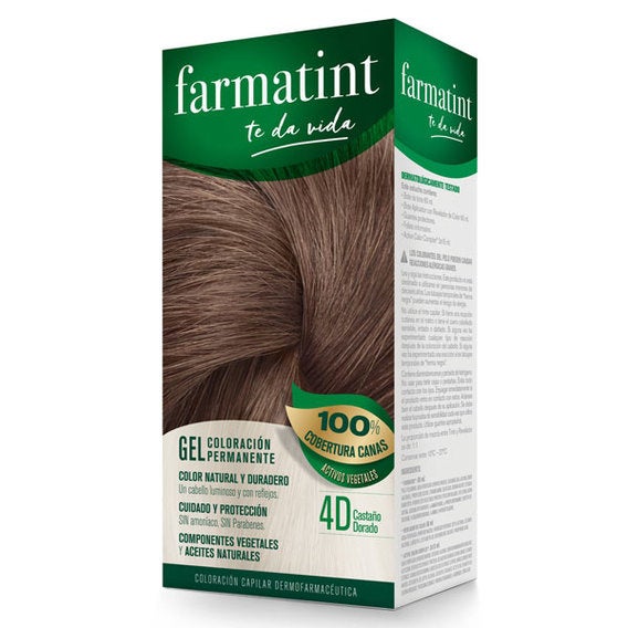 Gel Coloración Permanente Tinte Capilar 4D Castaño Dorado