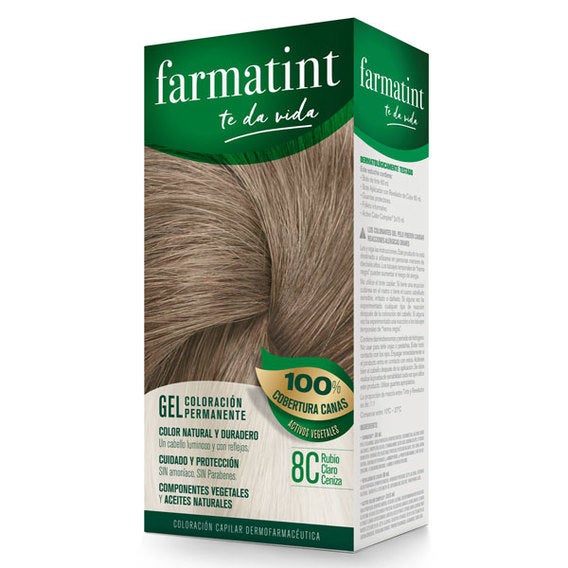 Gel Coloración Permanente Tinte Capilar 8C Rubio Claro Ceniza