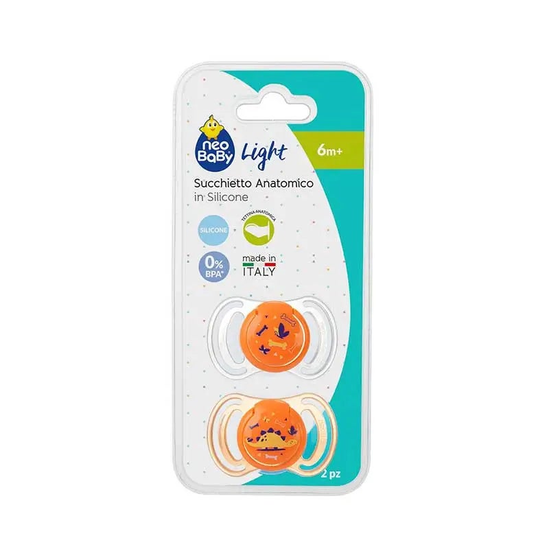 Chupete Silicona Dino Naranja 6M+