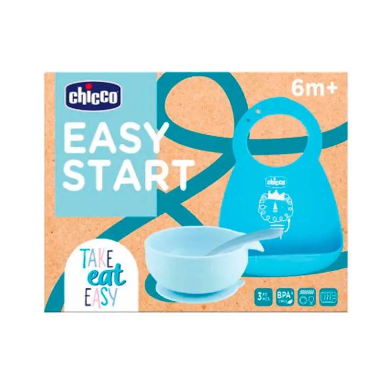 Set Comida Silicona Azul 6M+ 3 Piezas