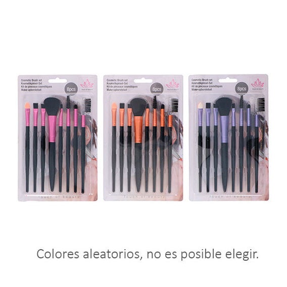 Estuche Brochas Maquillaje 8 Piezas Surtido
