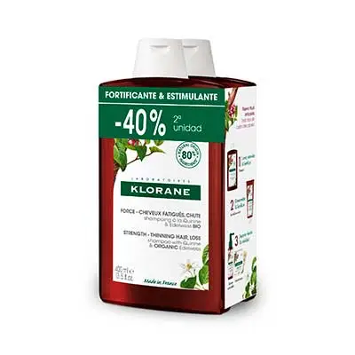 KLORANE Champu de quinina naturalizado 2 unidades de 400 ml 