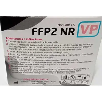 MASCARILLA FFP2 NR VP2 Blanca - Fabricadas en España