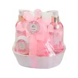 Set de baño flor de cerezo gel de baño 300 ml + champú 300 ml + bruma perfumada 220 ml + jabón corporal 80 gr + esponja 