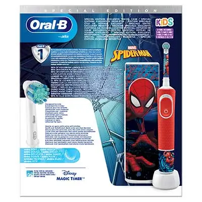 ORAL-B Set cepillo eléctrico vitality pro3 kids spiderman + funda de viaje 