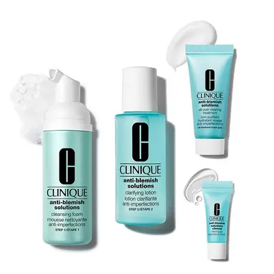 CLINIQUE Estuche anti blemish solution <br> cleasing foam <br> 50 ml + clarifying lotion <br> 60 ml + clearing treatment <br> 15 ml + clearing gel <br> 3 