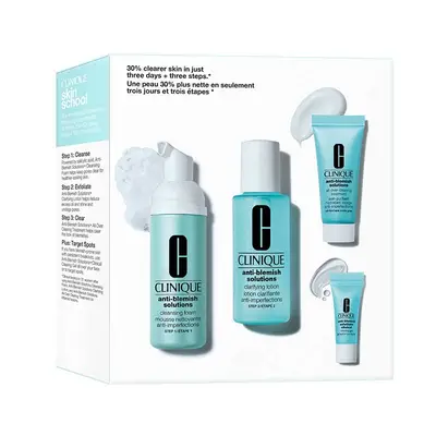 CLINIQUE Estuche anti blemish solution <br> cleasing foam <br> 50 ml + clarifying lotion <br> 60 ml + clearing treatment <br> 15 ml + clearing gel <br> 3 