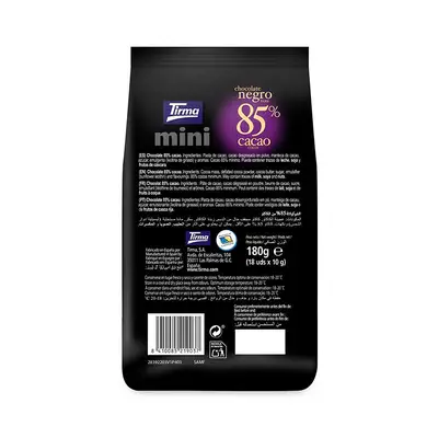 TIRMA Mini tabletas chocolate 85% cacao 18 unidades x 10 gr 
