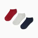 MO Pack3 calcetin tobillo j rojo/gris/azul 27/30 