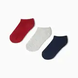 MO Pack3 calcetin tobillo j rojo/gris/azul 31/34 