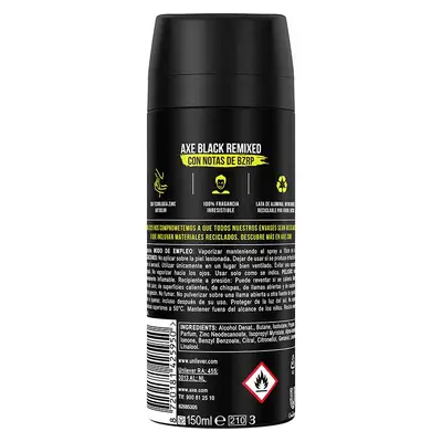 AXE Black desodorante bizarrap 150 ml spray 