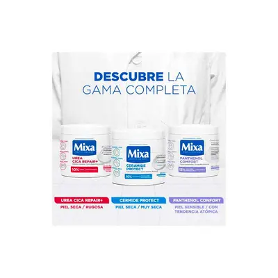 MIXA Crema corporal pantenol confort en tarro 400 ml para piel sensible/tendencia atopica 