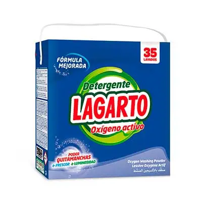 LAGARTO Detergente lavadora oxígeno activo en polvo 35 lavados 