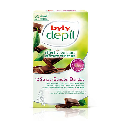 BYLY Turbobandas depilatorias corporales chocolate 12 unidades 