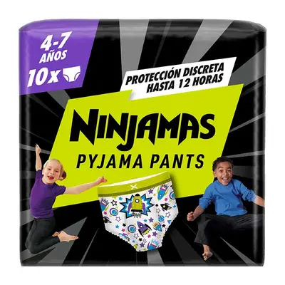 DODOT Ninjamas pañal branguita para pijama con naves espaciales 10 pañales de pijama. 4-7 años. 17kg-30kg 