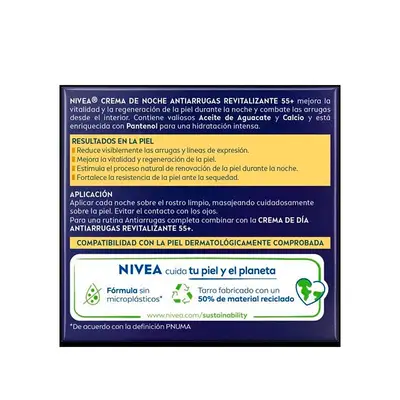 NIVEA Crema de noche hidratante antiarrugas todo tipo de piel 50 ml 