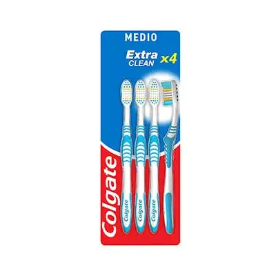 COLGATE Cepillo dental extra clean medio 4uds 