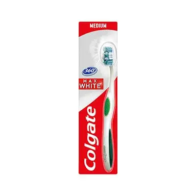 COLGATE Cepillo dental 360º max white expert medio, eliminación de manchas de doble acción 