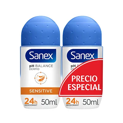 SANEX Desodorante roll on dermo sensitive 2x50 ml 