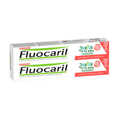 FLUOCARIL Junior gel dentífrico frutos rojos 6-12 años lote 2x75 ml 