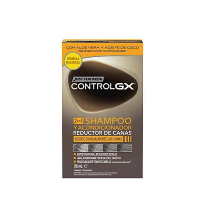JUST FOR MEN Control gx champú y acondicionador 2 en 1 reductor de canas 118ml 