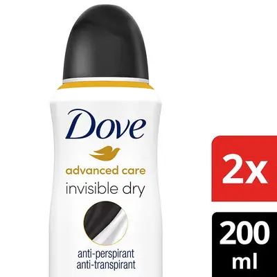 DOVE Invisible dry desodorante for women duplo 200 ml spray 