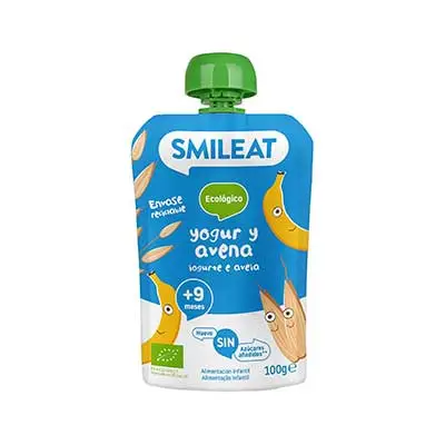 SMILEAT Eco 100 gr pouch yogur avena con antioxidantes vitaminas y minerales 