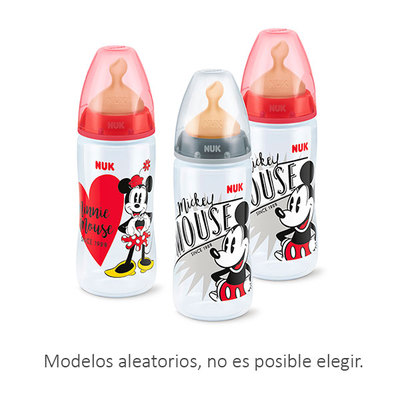 Biberón de Silicona con Diseño de Mickey Mouse 6-18 meses 150 ml. Nuk Color Negro