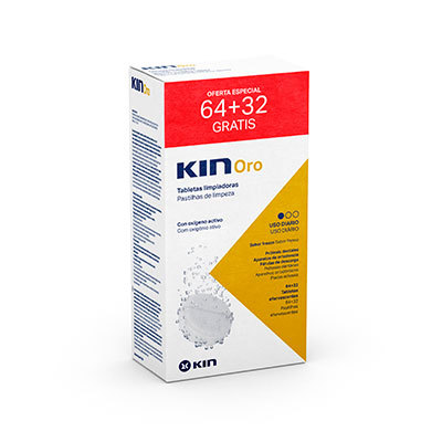 KIN Oro tabletas limpiadoras dentadura postiza 96 unidades 