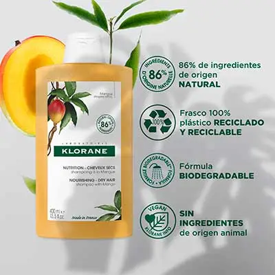 KLORANE Champú mango 400 ml 
